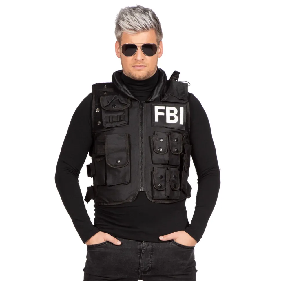 Weste FBI deluxe, schwarz, Einheitsgröße